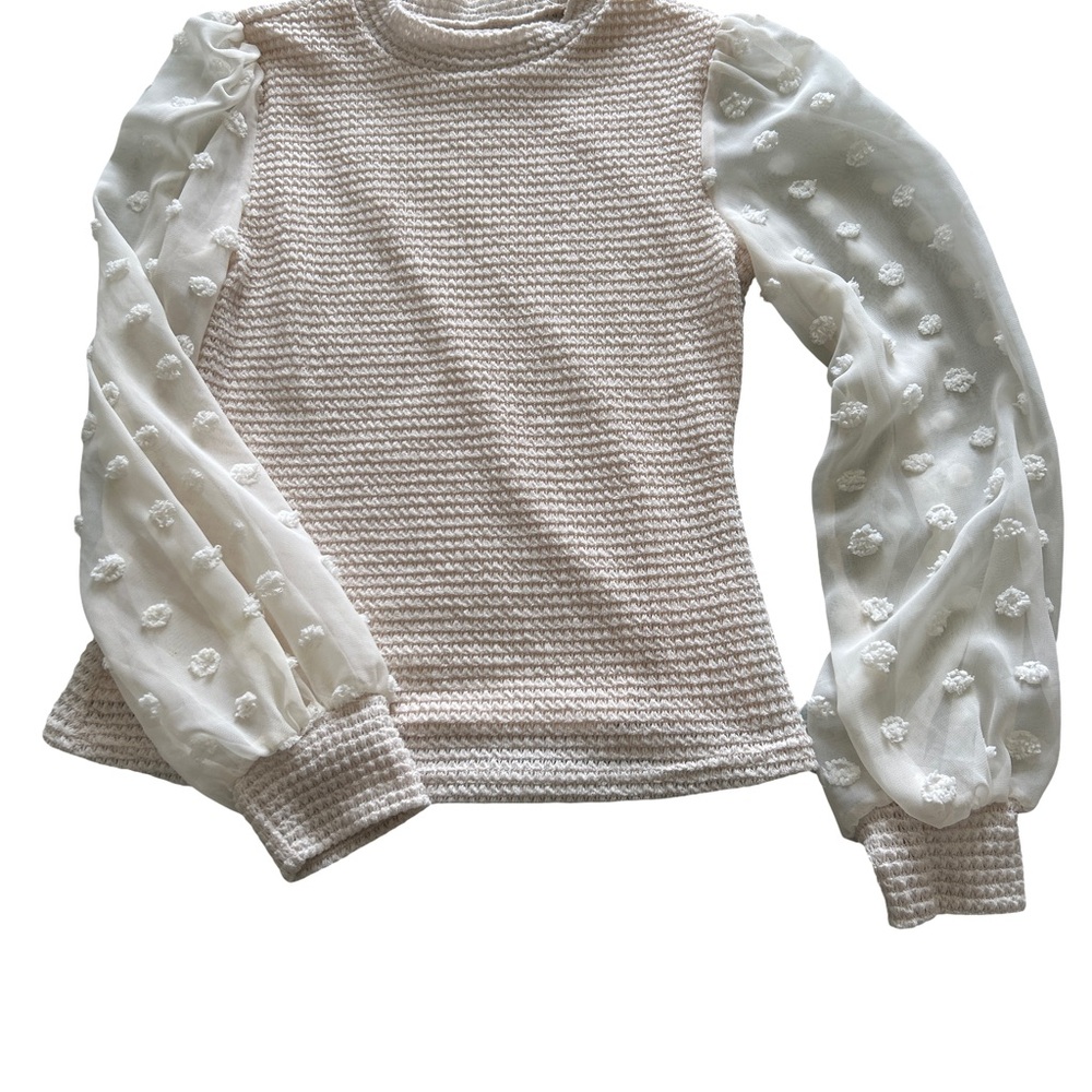 SHEIN Beige and White Textured Top